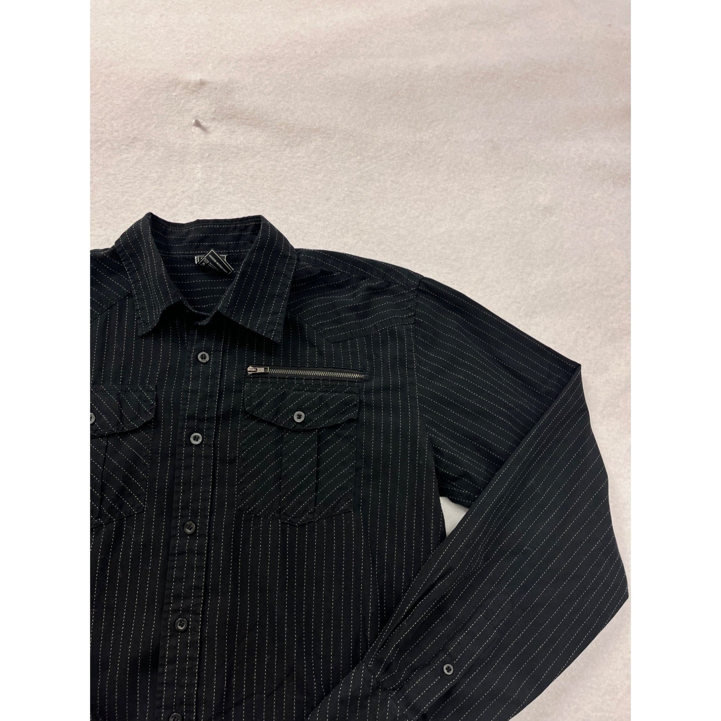 Amirex Black Pinstripe Long Sleeve Shirt #8314