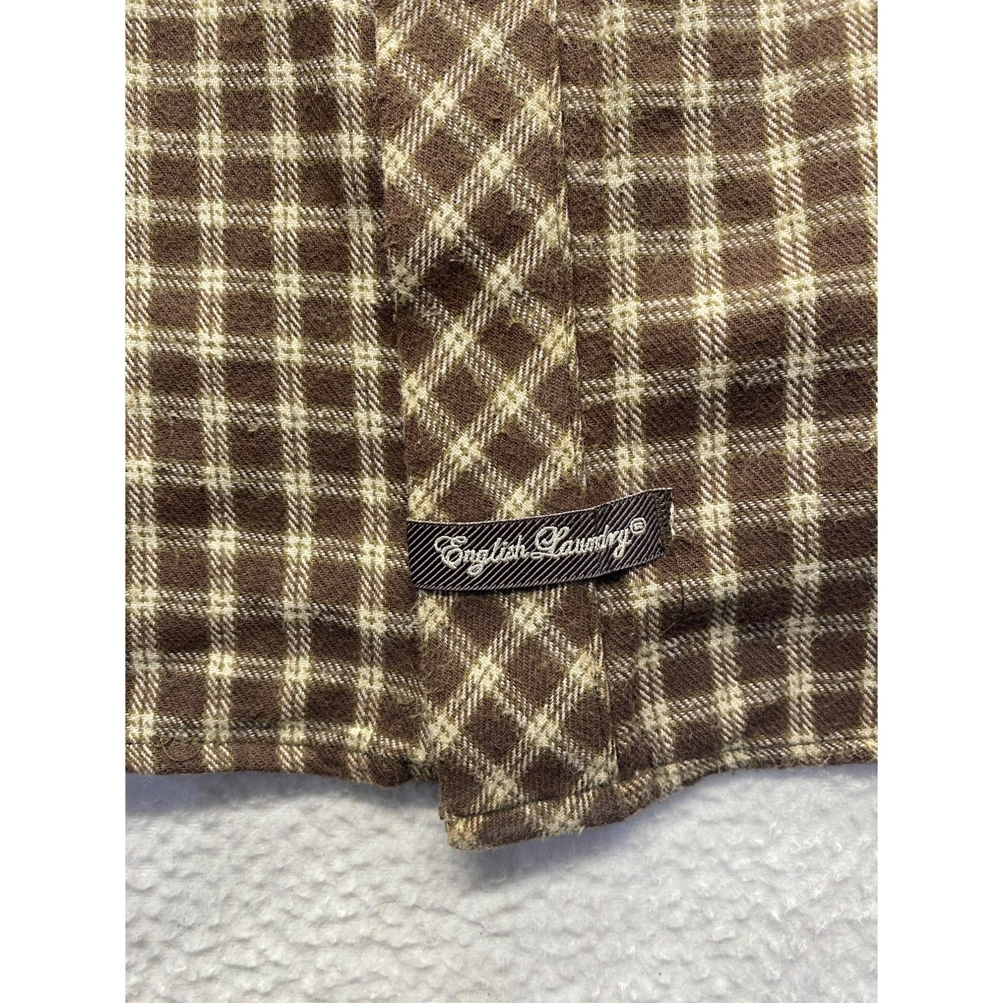English Laundry Mens Brown Plaid Embroidered Button-Up Shirt #5884