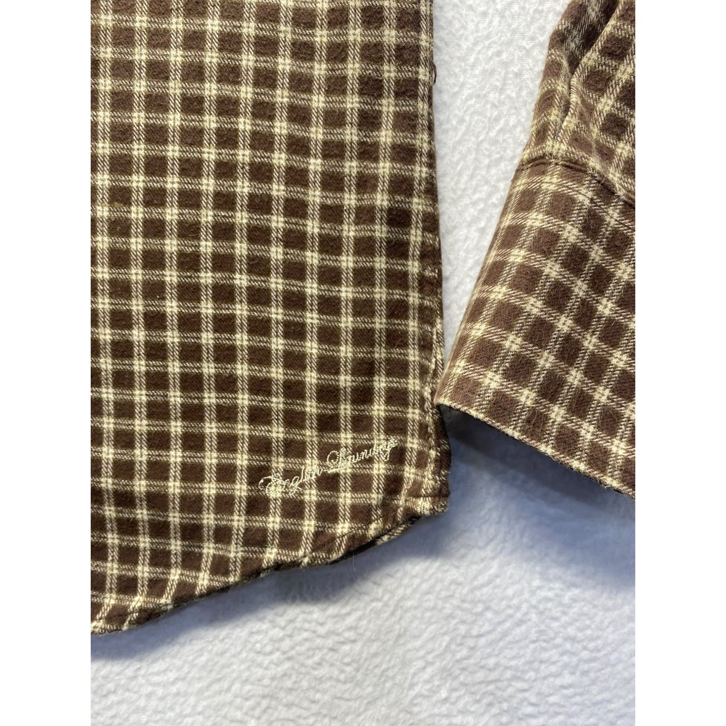 English Laundry Mens Brown Plaid Embroidered Button-Up Shirt #5884