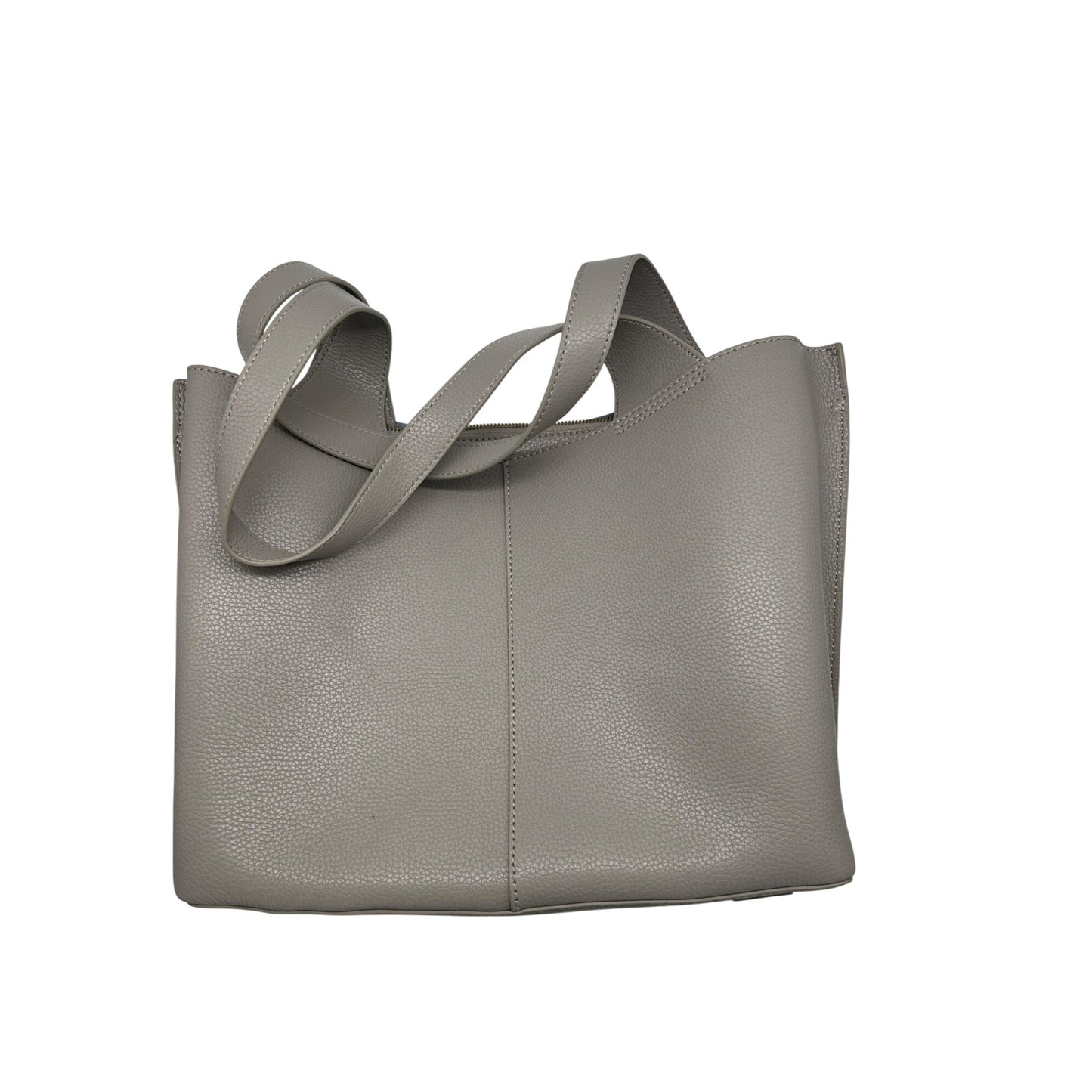 Gray Leather Tote Bag With Dual Handles & Spacious Interior #6643