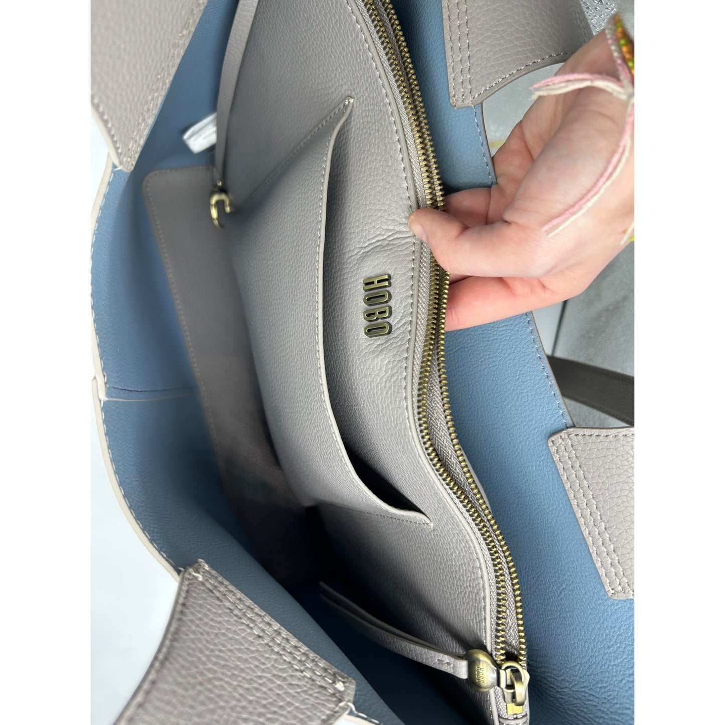 Gray Leather Tote Bag With Dual Handles & Spacious Interior #6643