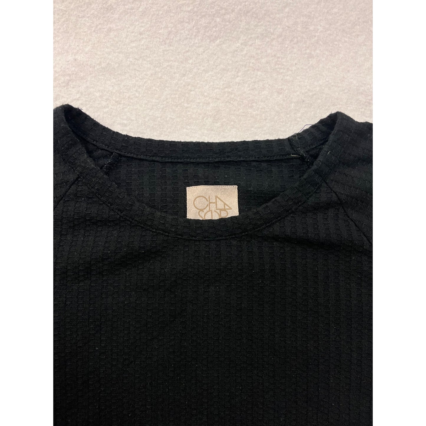 Chaser Womens Black Ribbed Long Sleeve Top #2913