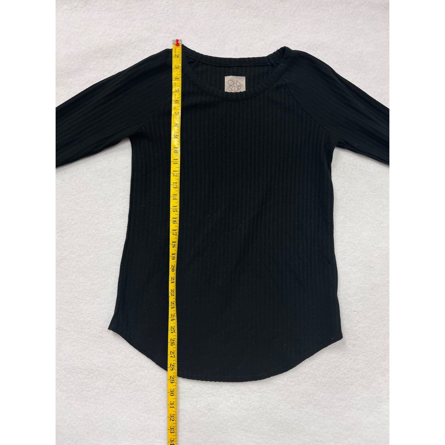Chaser Womens Black Ribbed Long Sleeve Top #2913