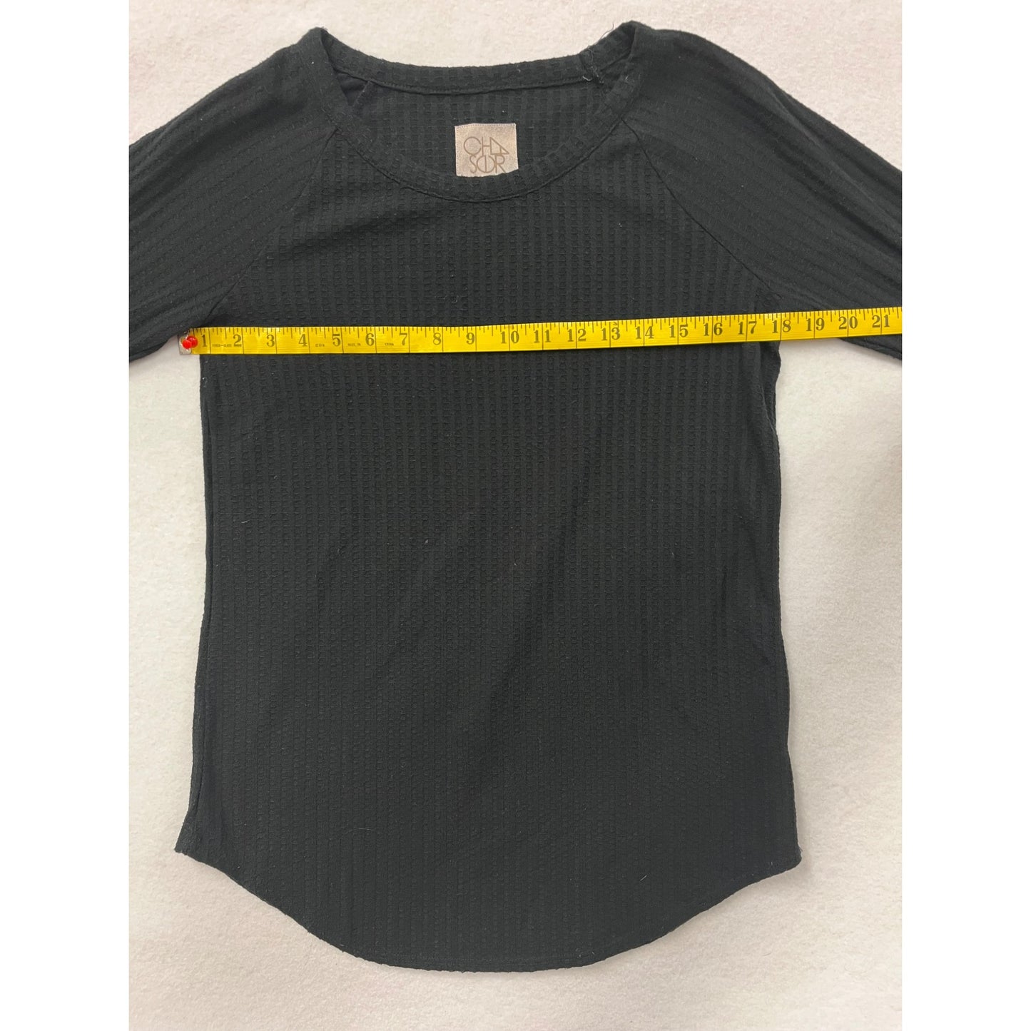 Chaser Womens Black Ribbed Long Sleeve Top #2913