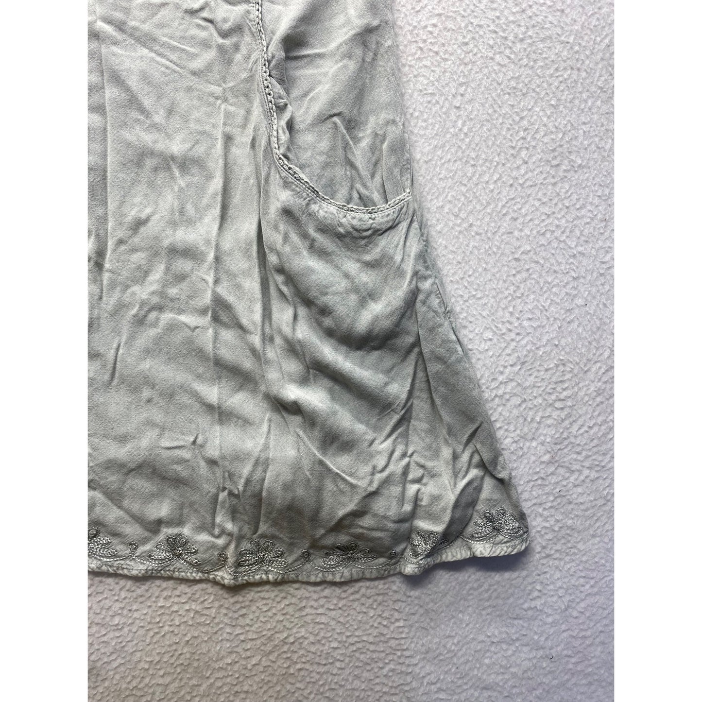 Earthbound Trading Co. Gray Embroidered Sleeveless Dress With Pockets #7331