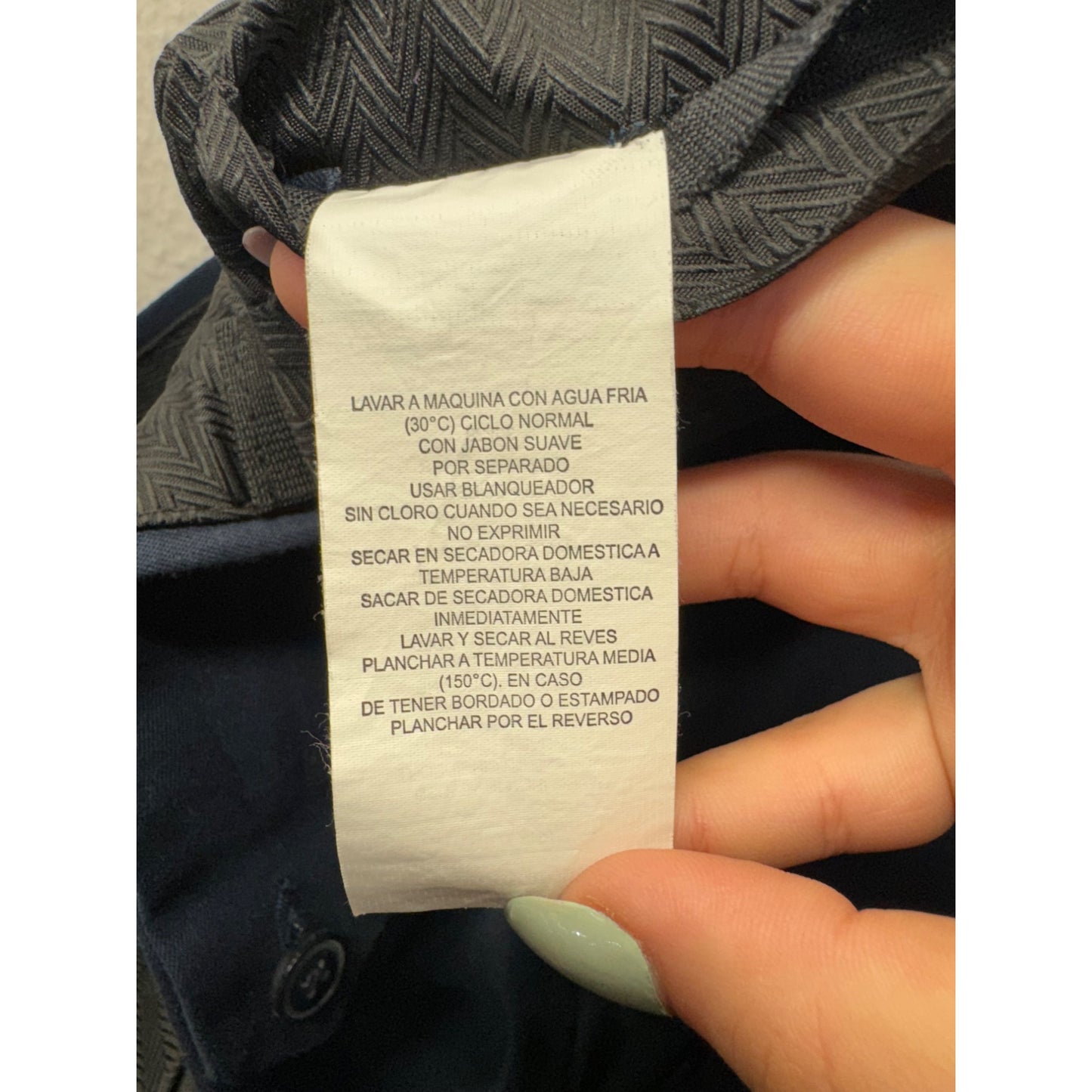 Mens Navy Blue Savane Trousers With Cuffed Hemline & Front Zip Closure #7785