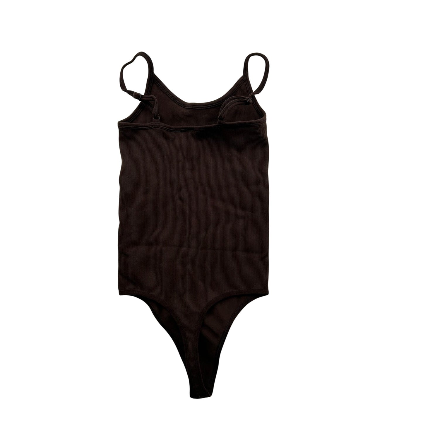 Sunday Best Brown Ribbed Seamless Bodysuit With Spaghetti Straps #6439