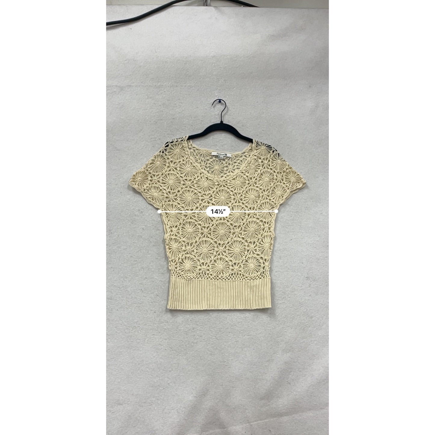 Forever 21 Beige Crochet Knit Top S #847A