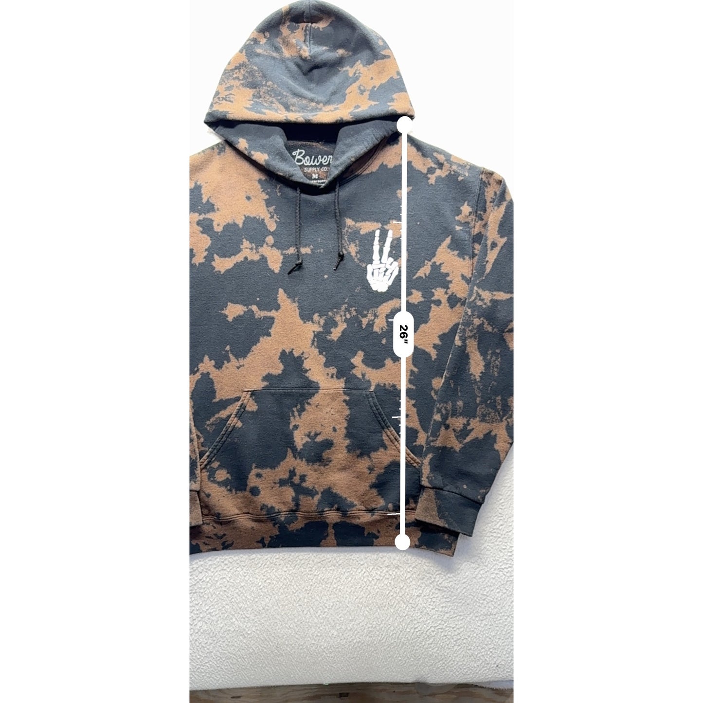Bowery Supply Skeleton Hand Tie-Dye Hoodie Sweatshirt Graphic Pullover #147B