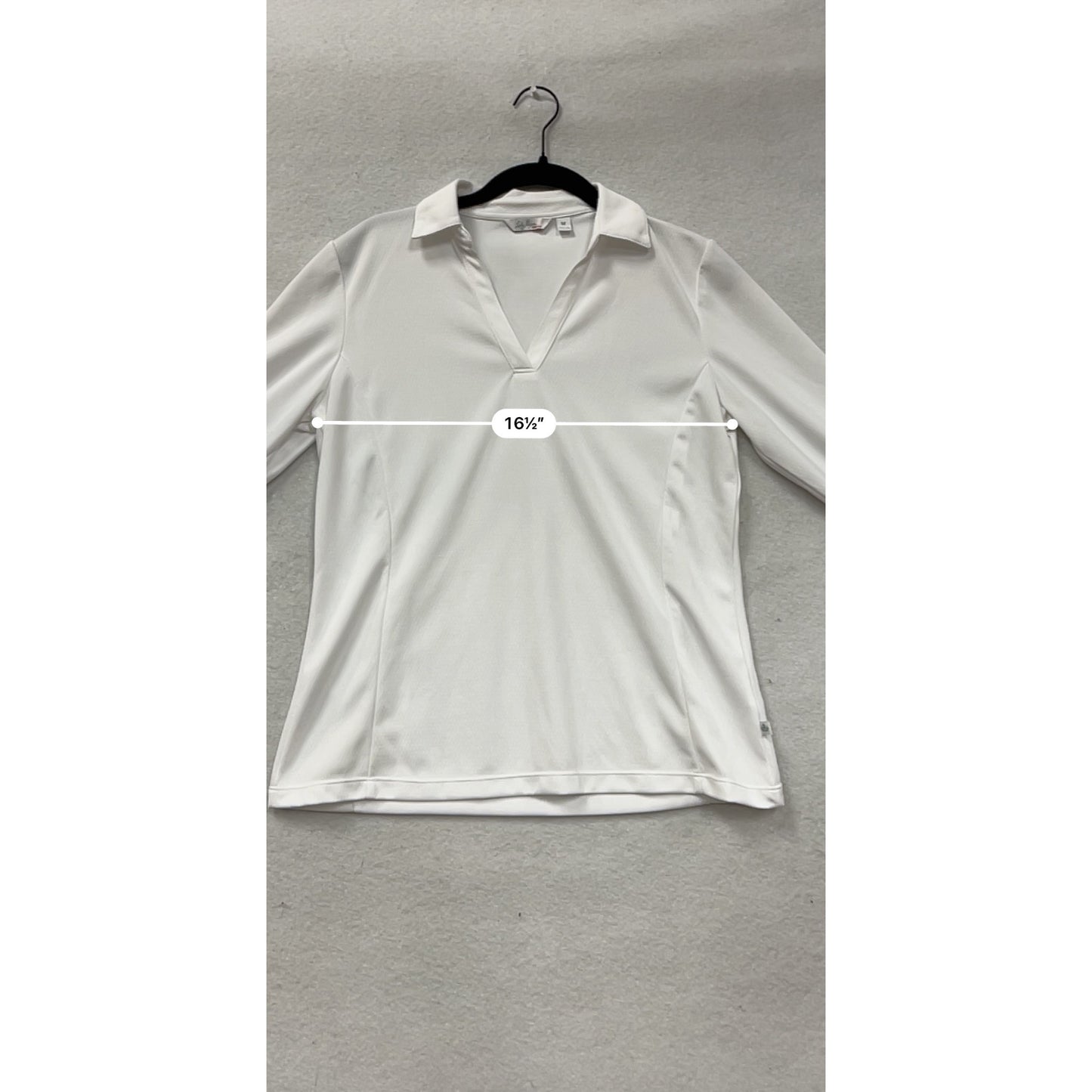 Lady Hagen Essentials White Long Sleeve Polo Shirt Size M #8291