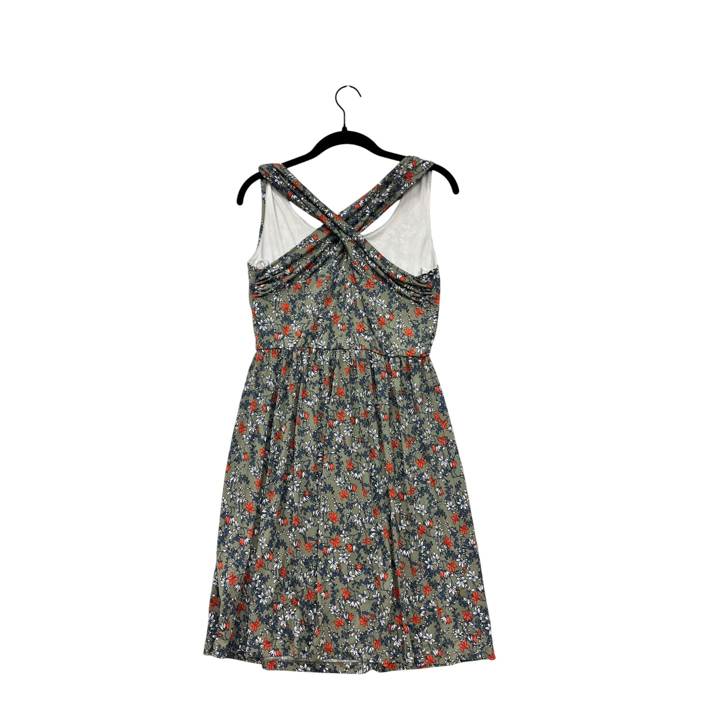 Kaileigh Womens Floral Print Sleeveless Cross Back Dress M #6770