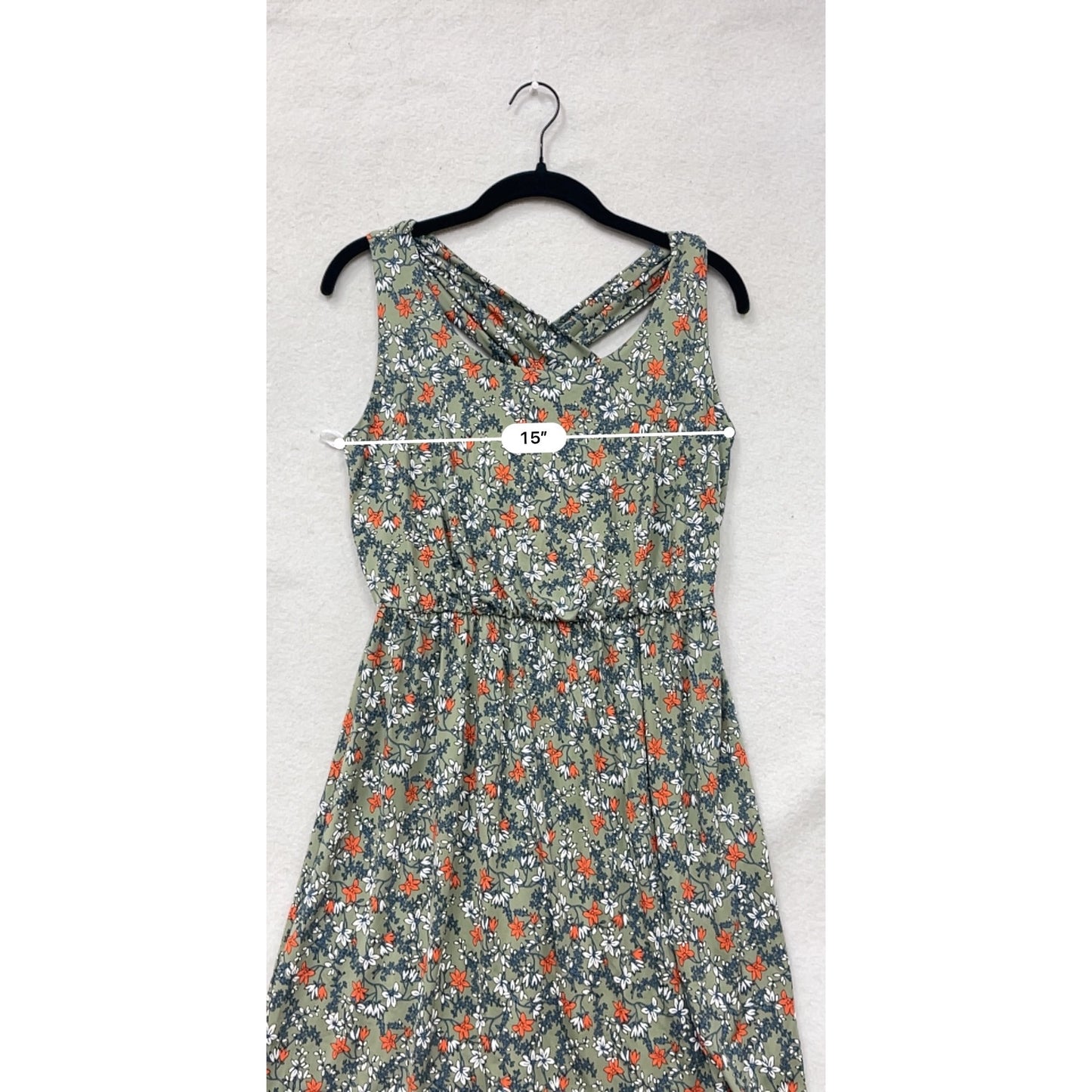 Kaileigh Womens Floral Print Sleeveless Cross Back Dress M #6770