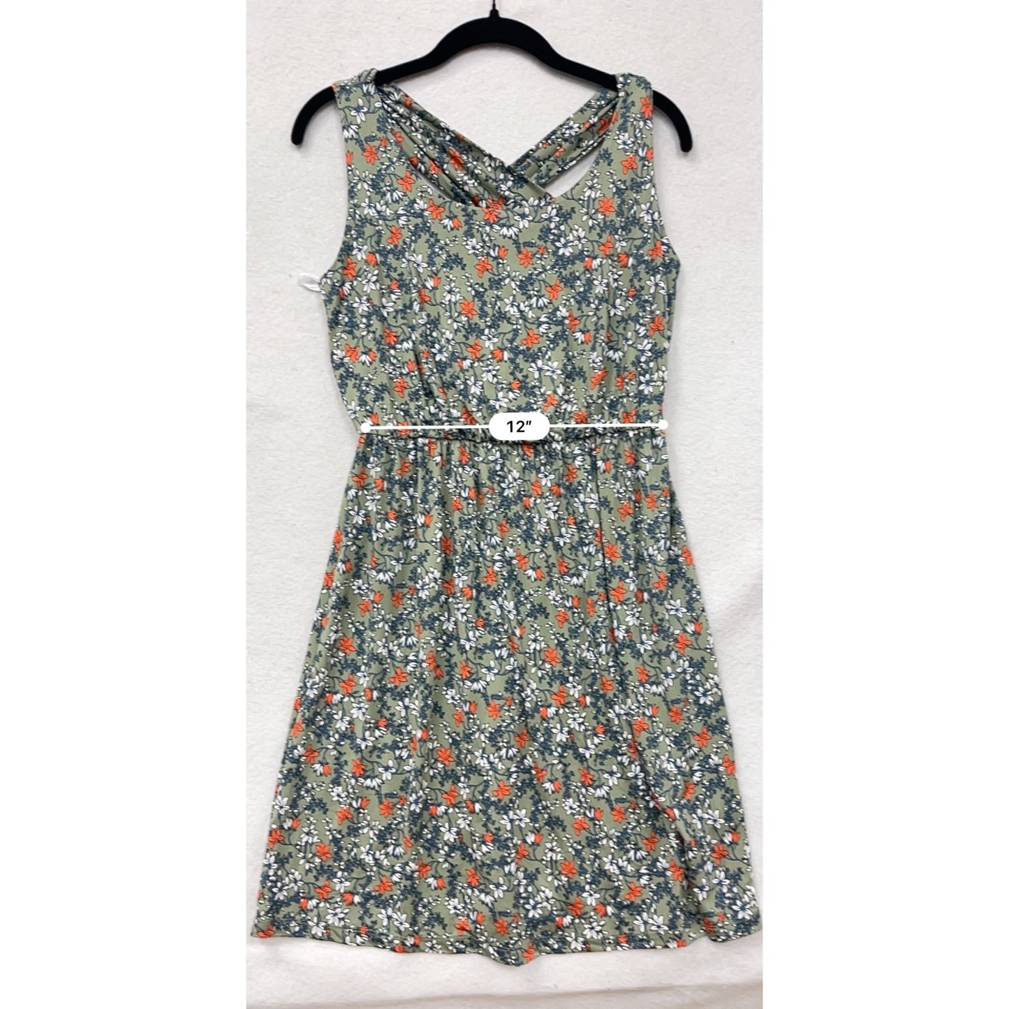 Kaileigh Womens Floral Print Sleeveless Cross Back Dress M #6770