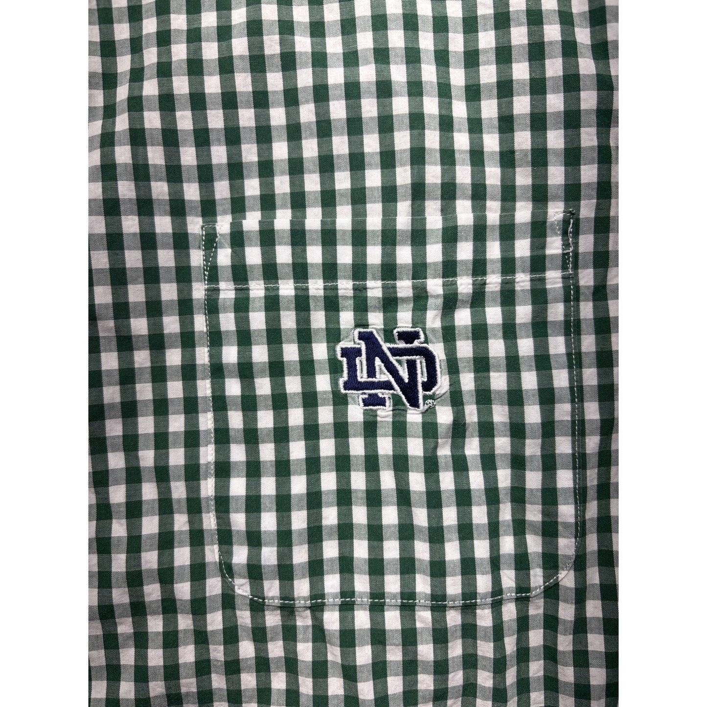 Notre Dame Collegiate Fit Long Sleeve Green & White Checkered Shirt #6383