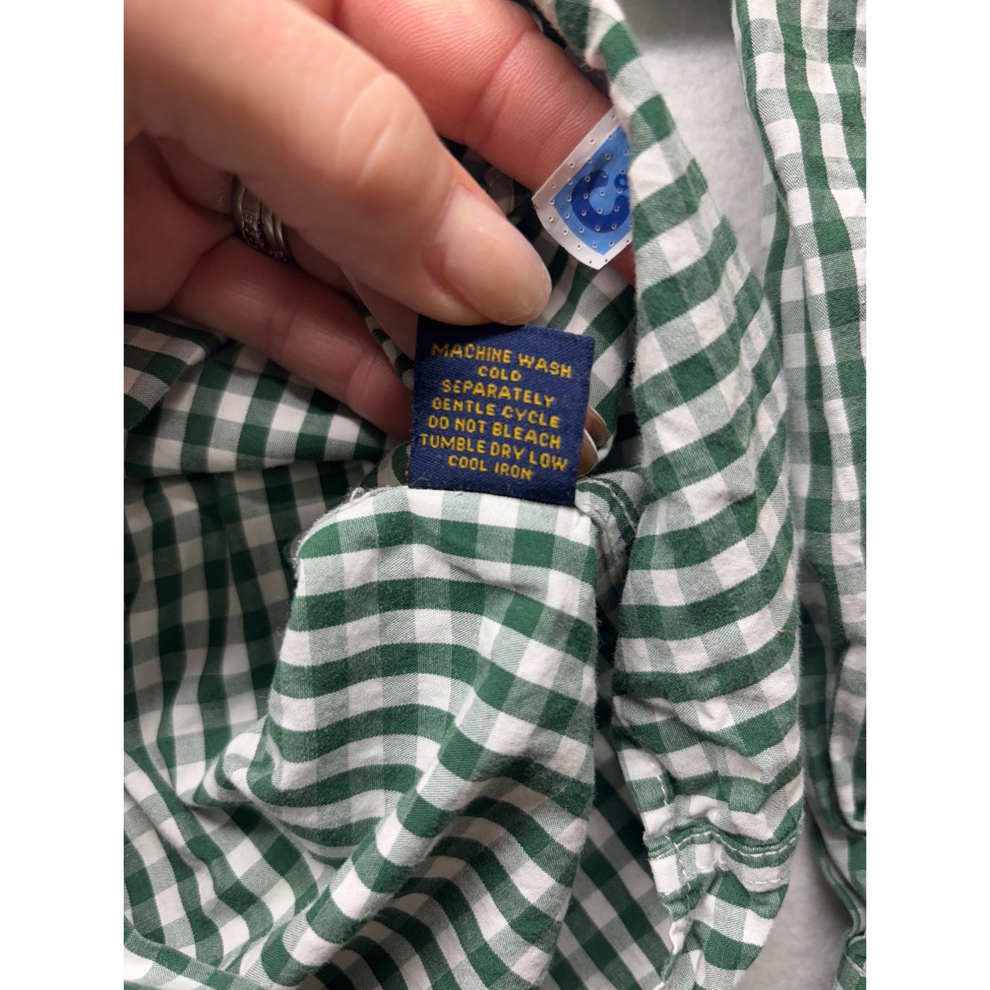 Notre Dame Collegiate Fit Long Sleeve Green & White Checkered Shirt #6383