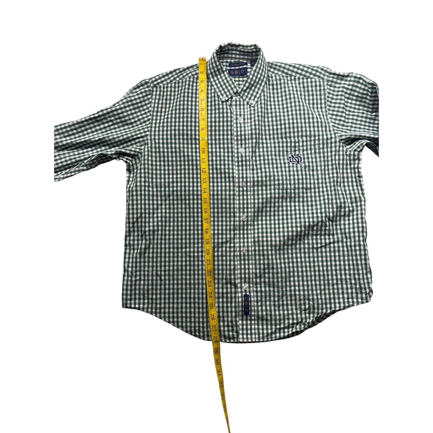 Notre Dame Collegiate Fit Long Sleeve Green & White Checkered Shirt #6383
