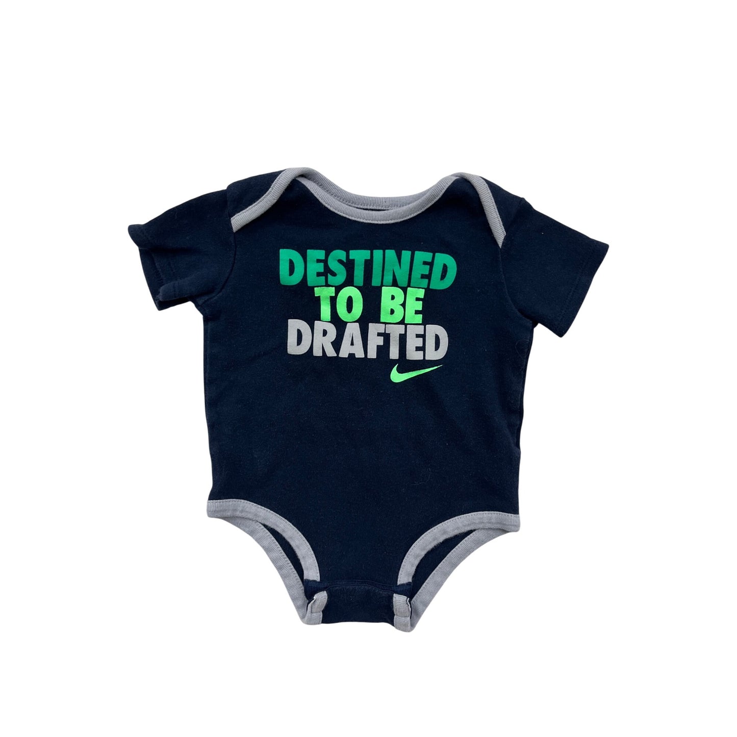 Baby Nike "Destined To Be Drafted" Navy Short Sleeve bodysuit 0-3M #6501
