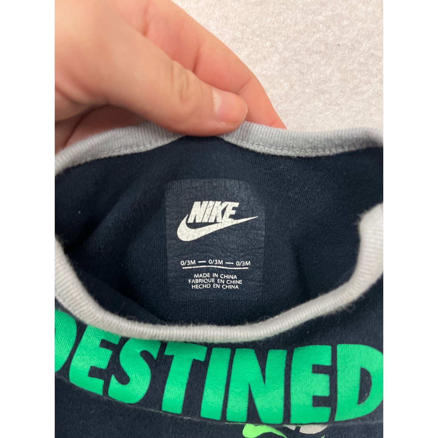 Baby Nike "Destined To Be Drafted" Navy Short Sleeve bodysuit 0-3M #6501