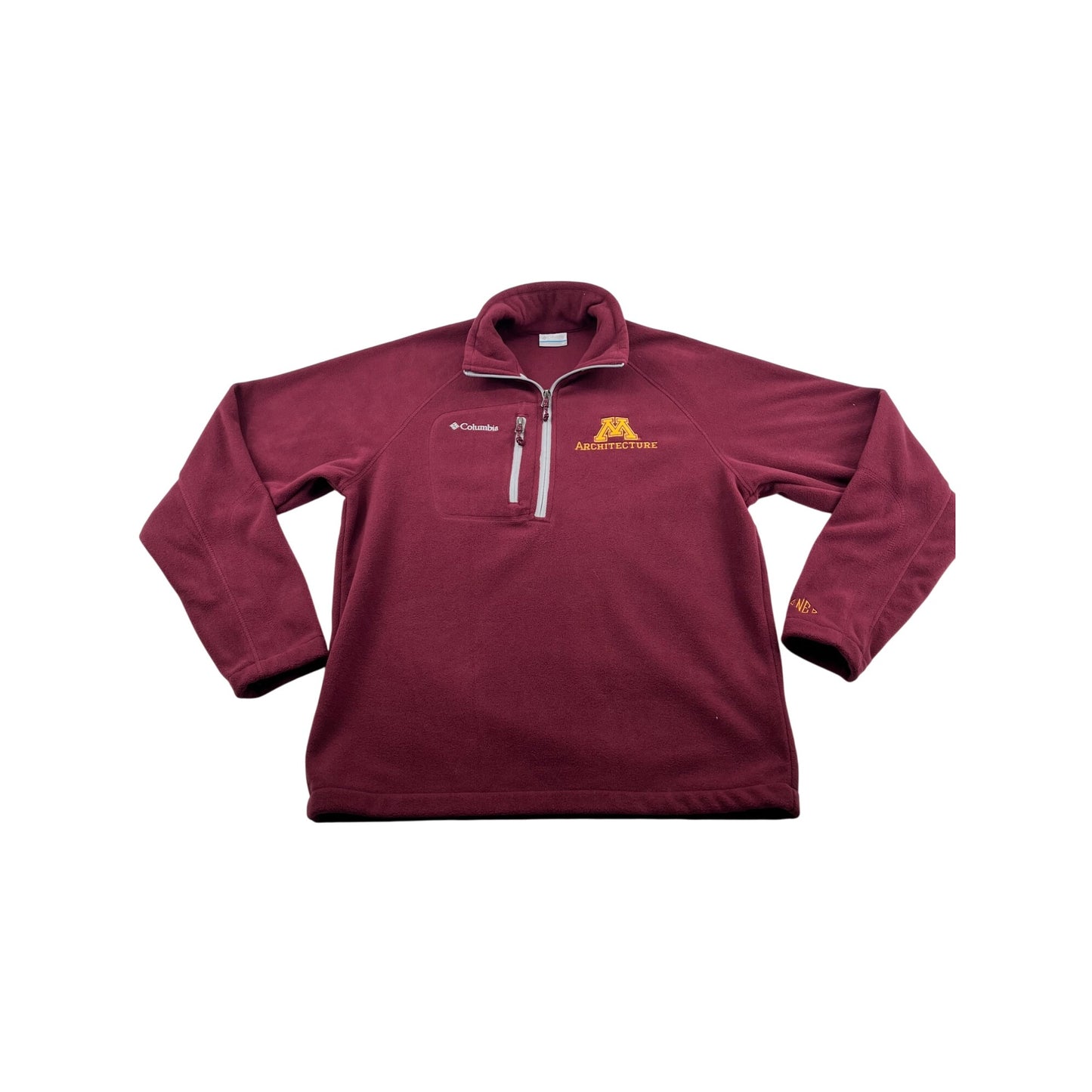 Columbia Maroon University Of Minnesota Architecture 1/2 Zip Fleece Pullover Sweatshirt #6144