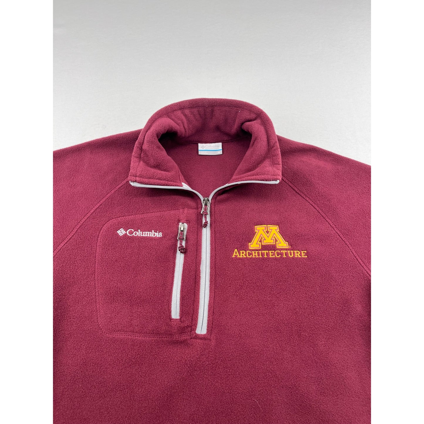 Columbia Maroon University Of Minnesota Architecture 1/2 Zip Fleece Pullover Sweatshirt #6144