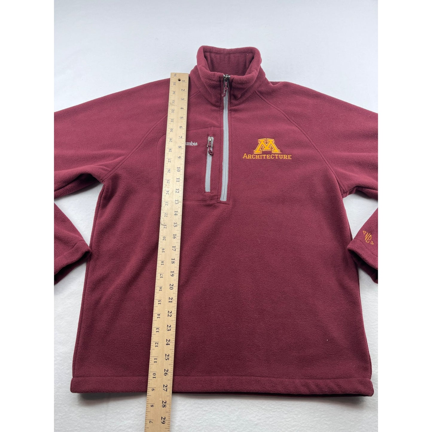 Columbia Maroon University Of Minnesota Architecture 1/2 Zip Fleece Pullover Sweatshirt #6144