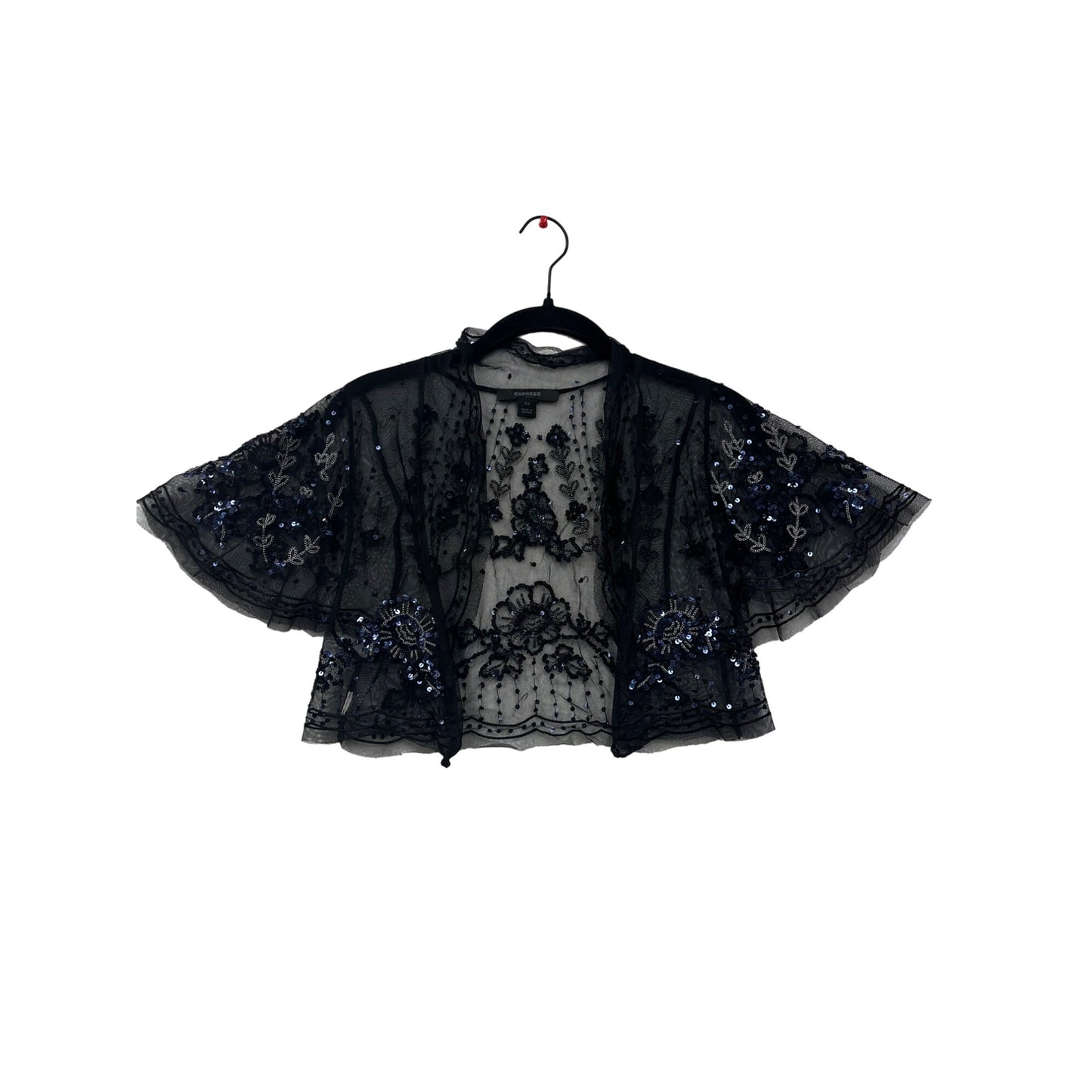 Women’s Black Mesh Sequin Embroidered Jacket #2923
