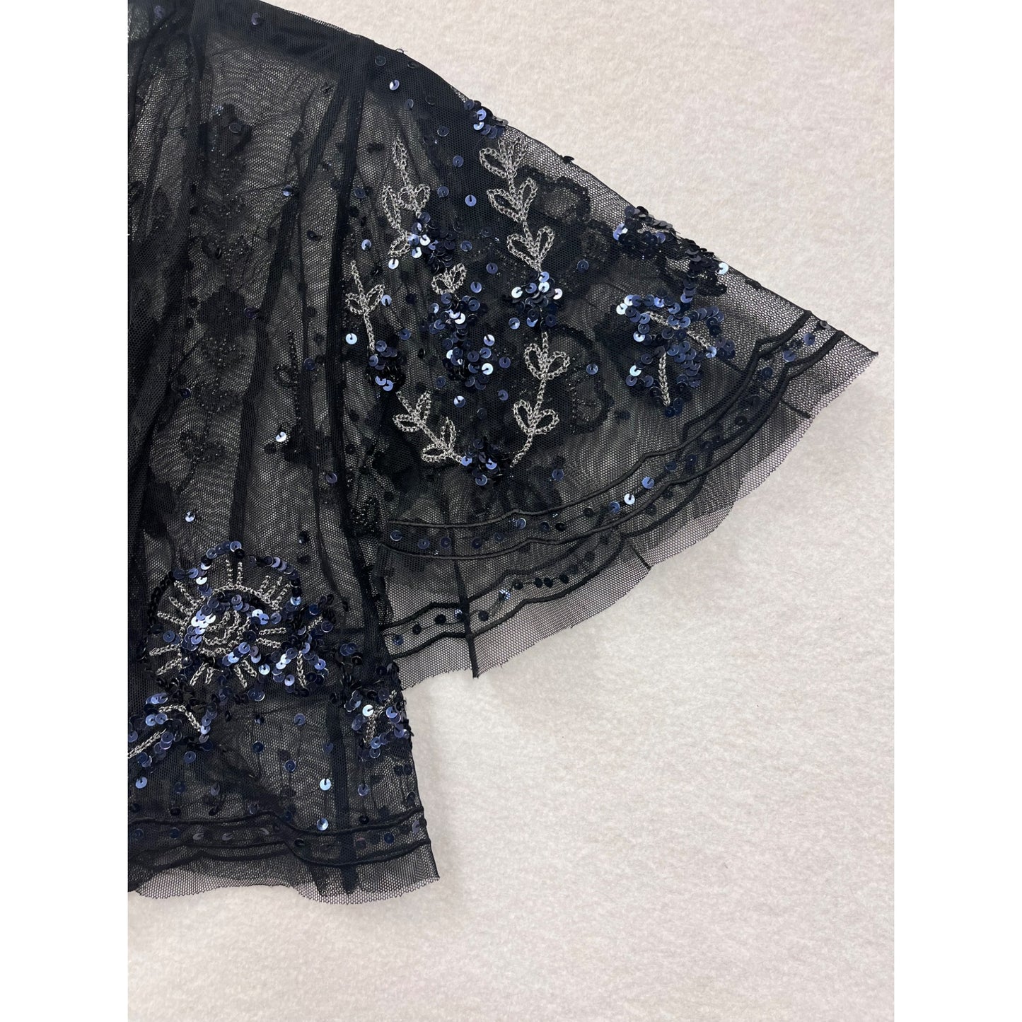 Women’s Black Mesh Sequin Embroidered Jacket #2923