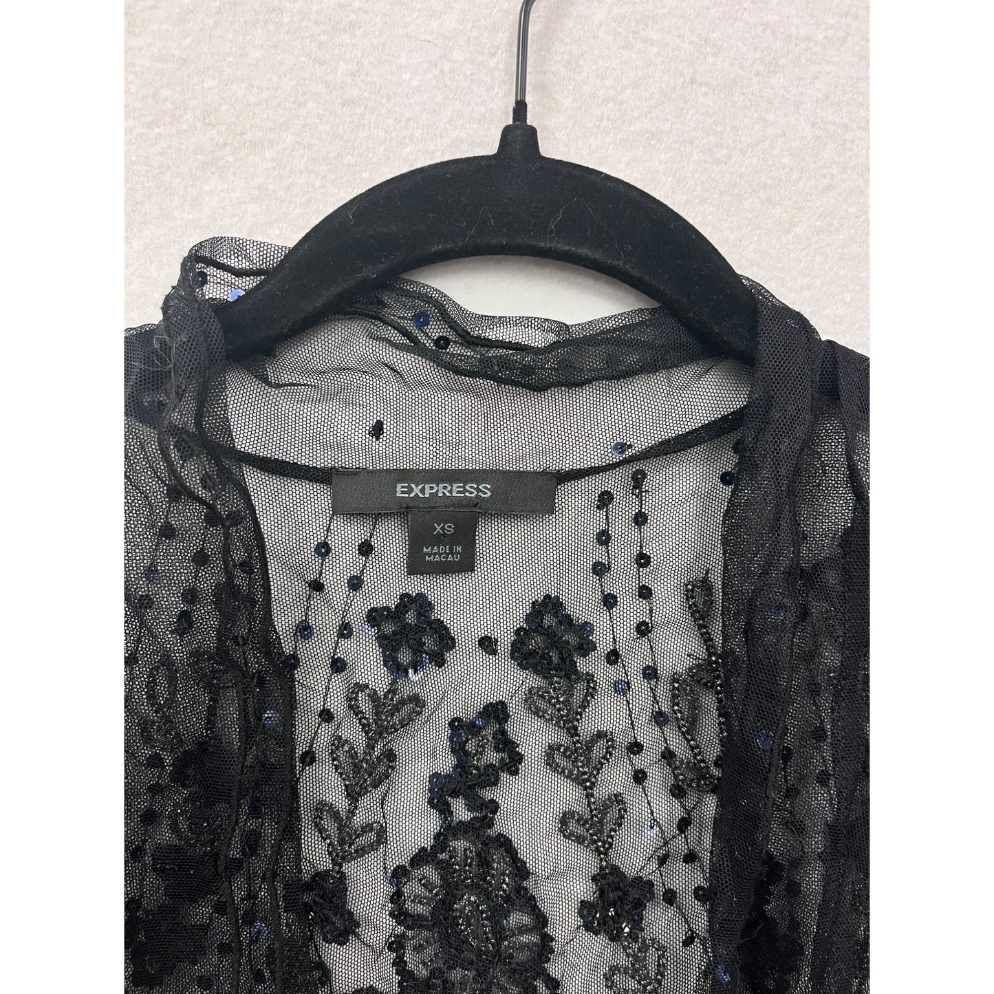 Women’s Black Mesh Sequin Embroidered Jacket #2923