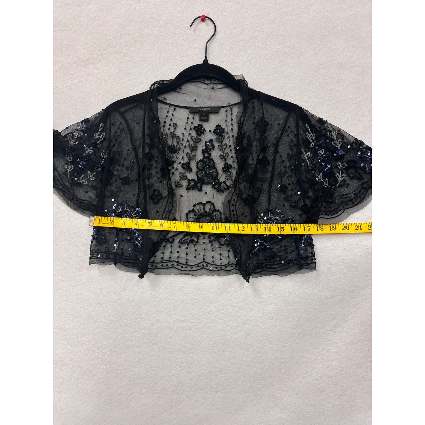 Women’s Black Mesh Sequin Embroidered Jacket #2923