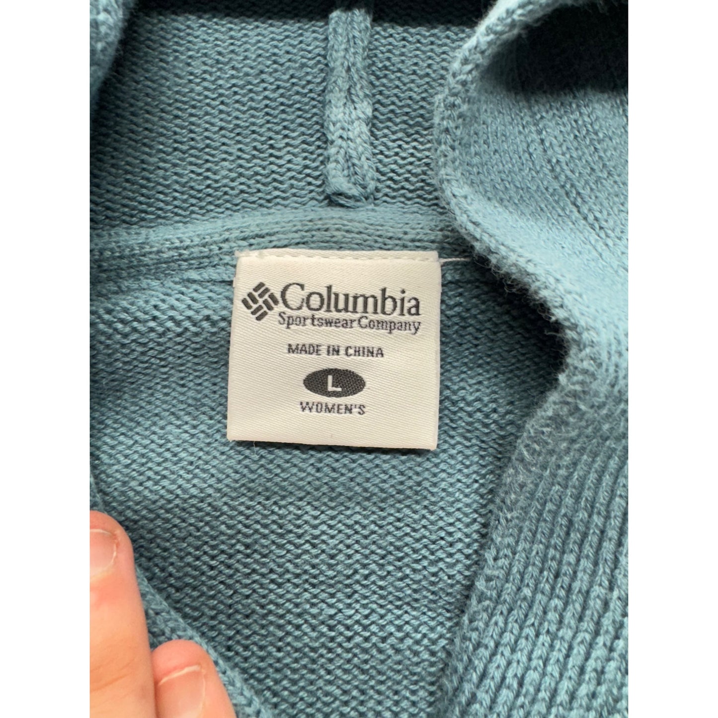 Columbia Cotton Knit Hooded Cardigan Blue Size L #7992