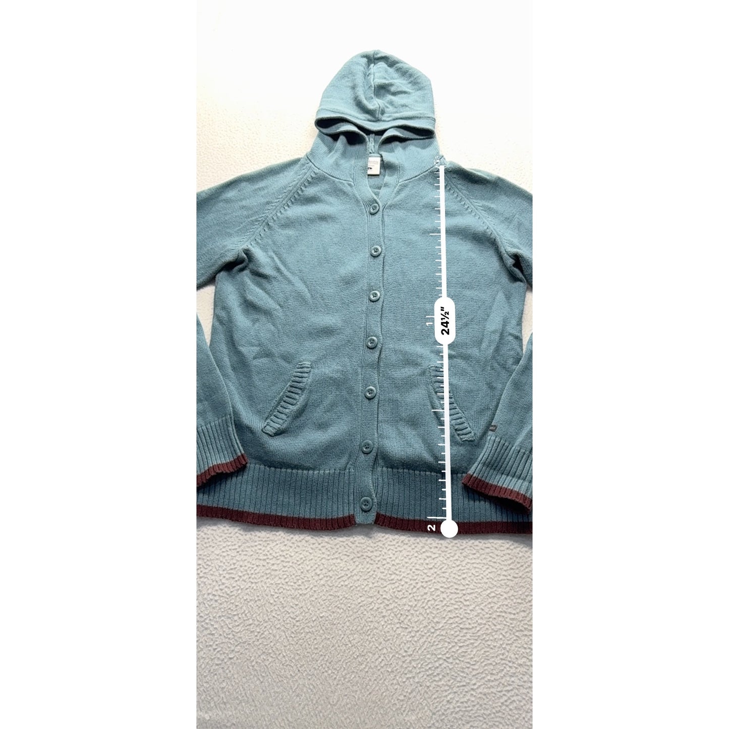 Columbia Cotton Knit Hooded Cardigan Blue Size L #7992