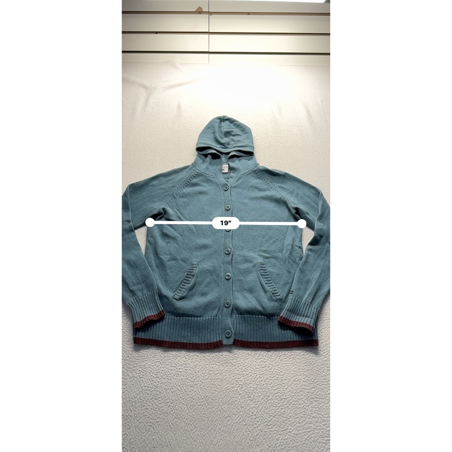 Columbia Cotton Knit Hooded Cardigan Blue Size L #7992