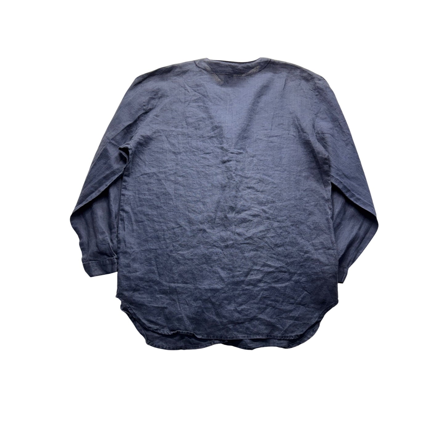 Fy2 Womens Linen Button-Down Shirt M Blue #9090