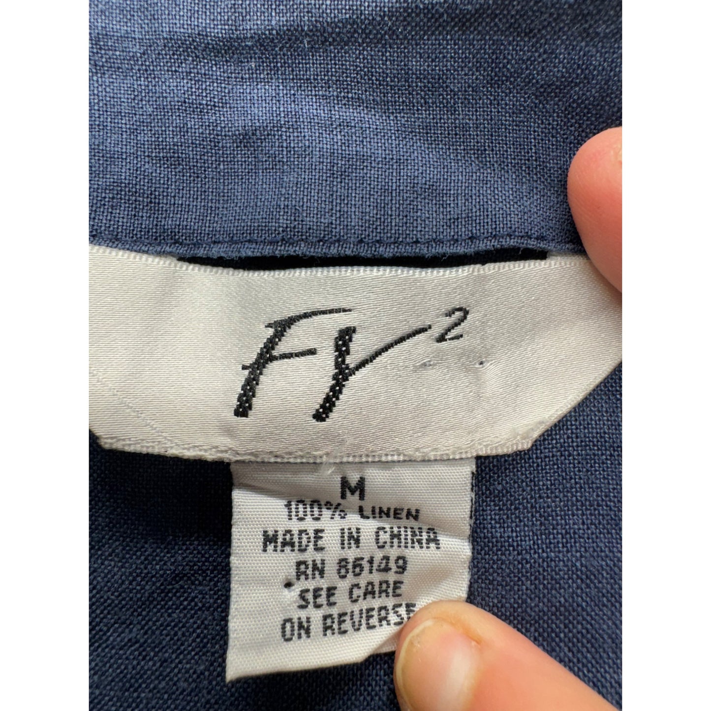 Fy2 Womens Linen Button-Down Shirt M Blue #9090