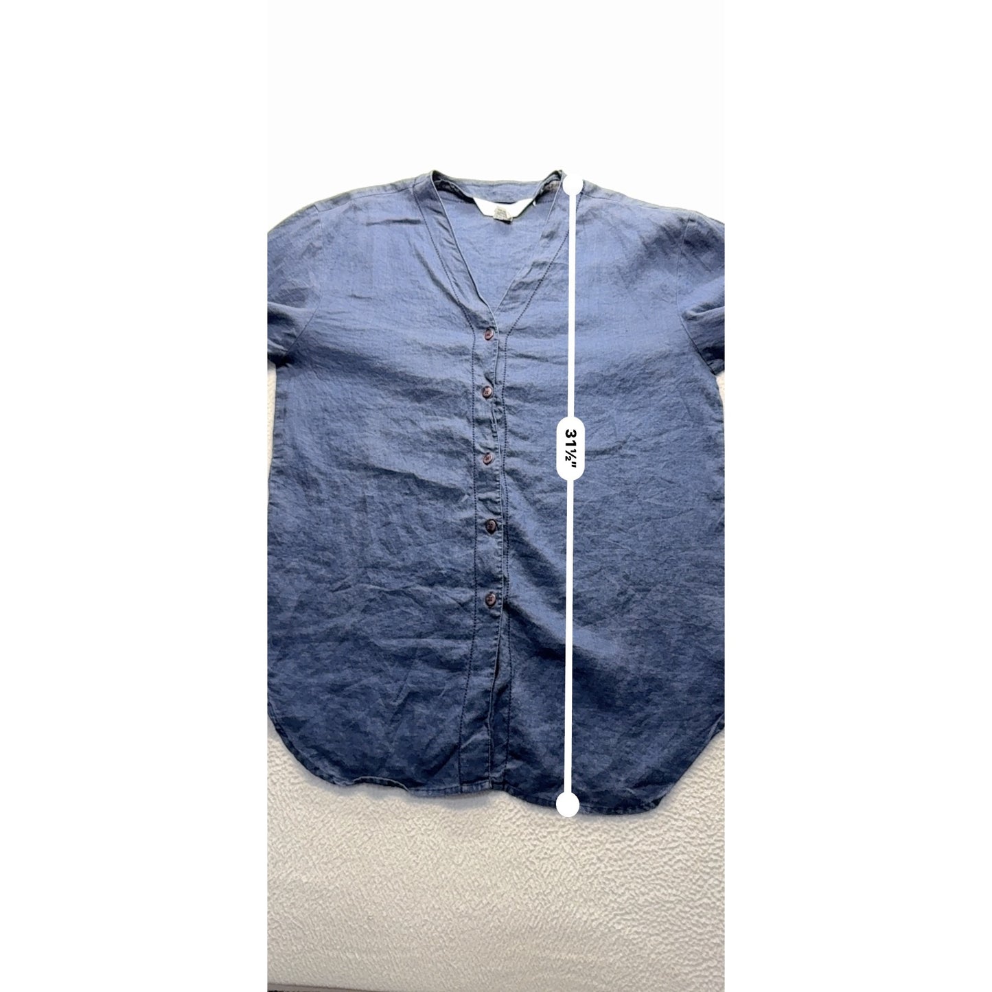 Fy2 Womens Linen Button-Down Shirt M Blue #9090