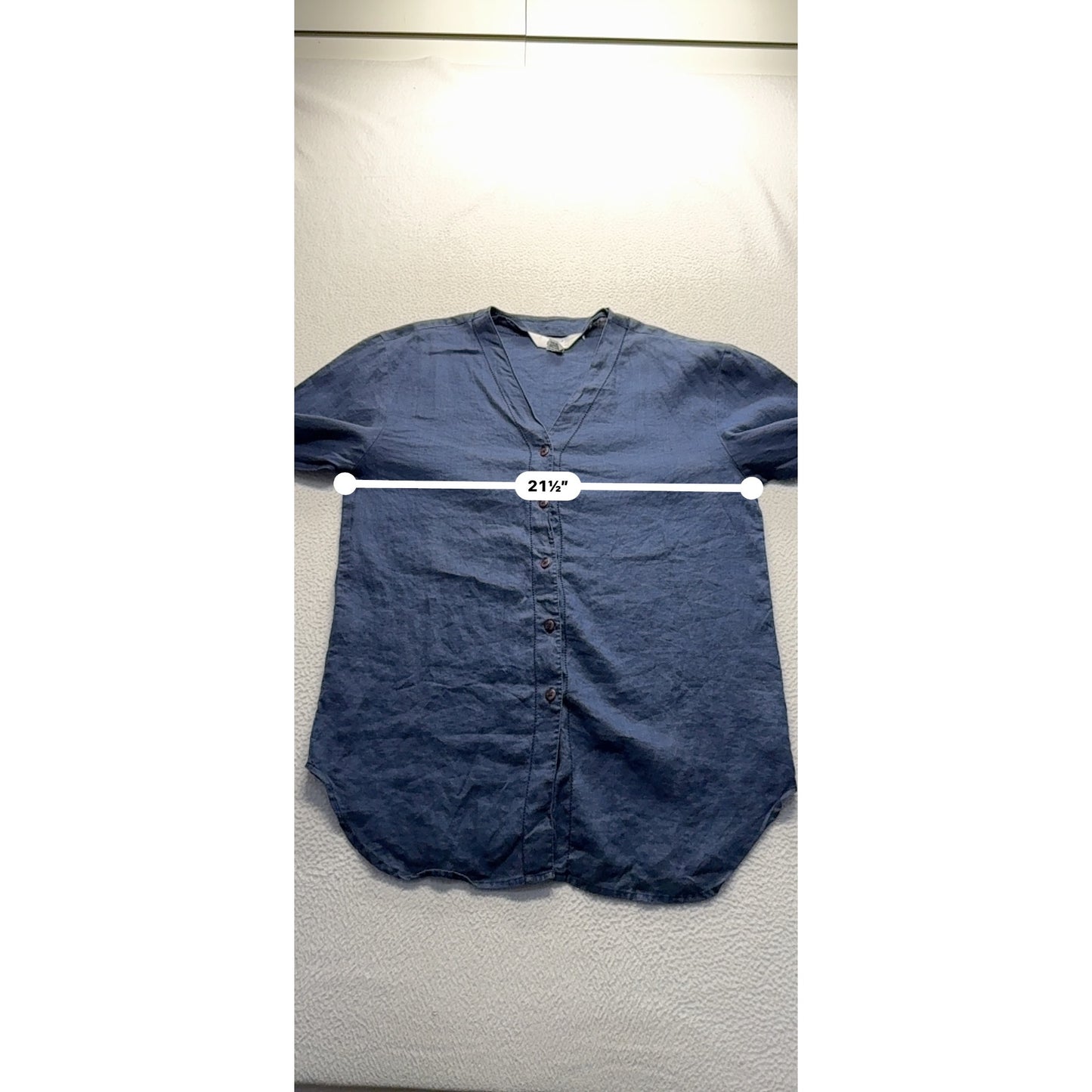 Fy2 Womens Linen Button-Down Shirt M Blue #9090