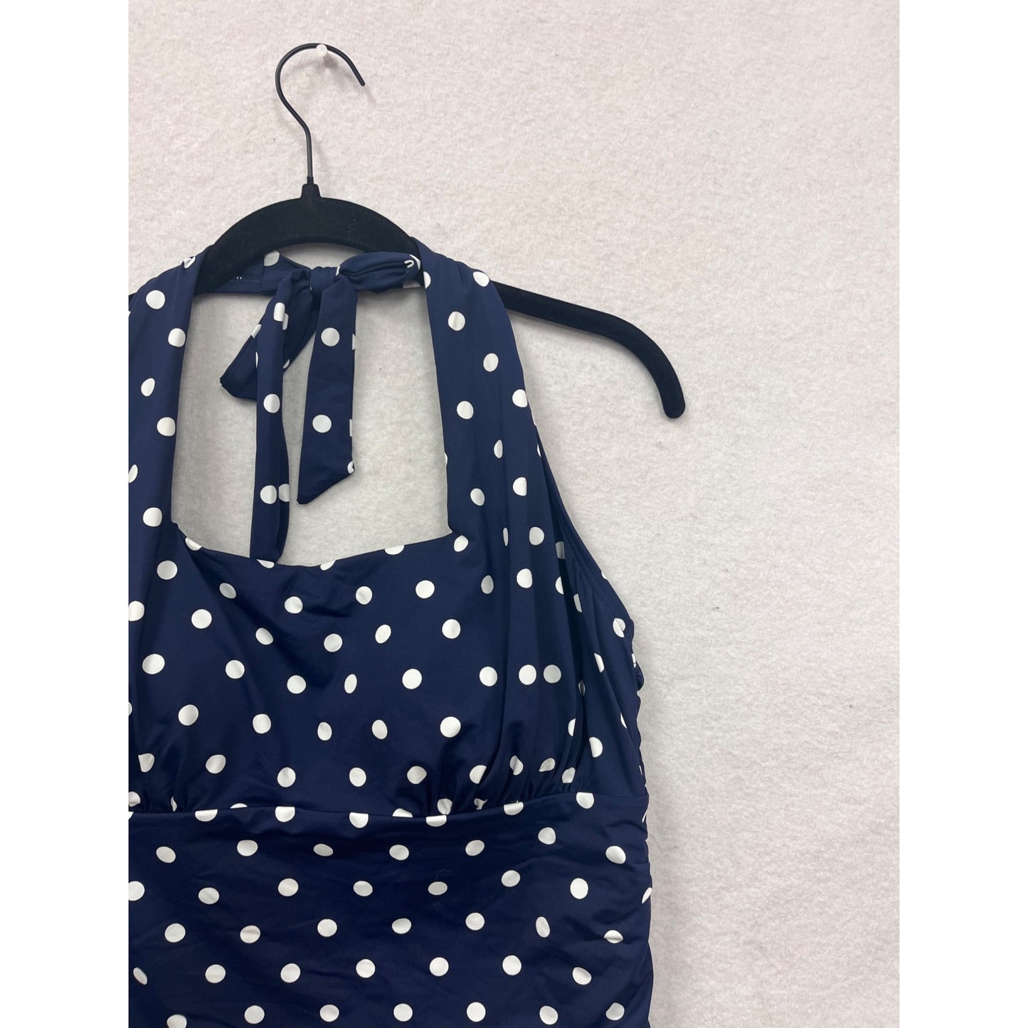 Lands End Womens Halter Polka Dot Tankini Swim Top Size 12 #8012