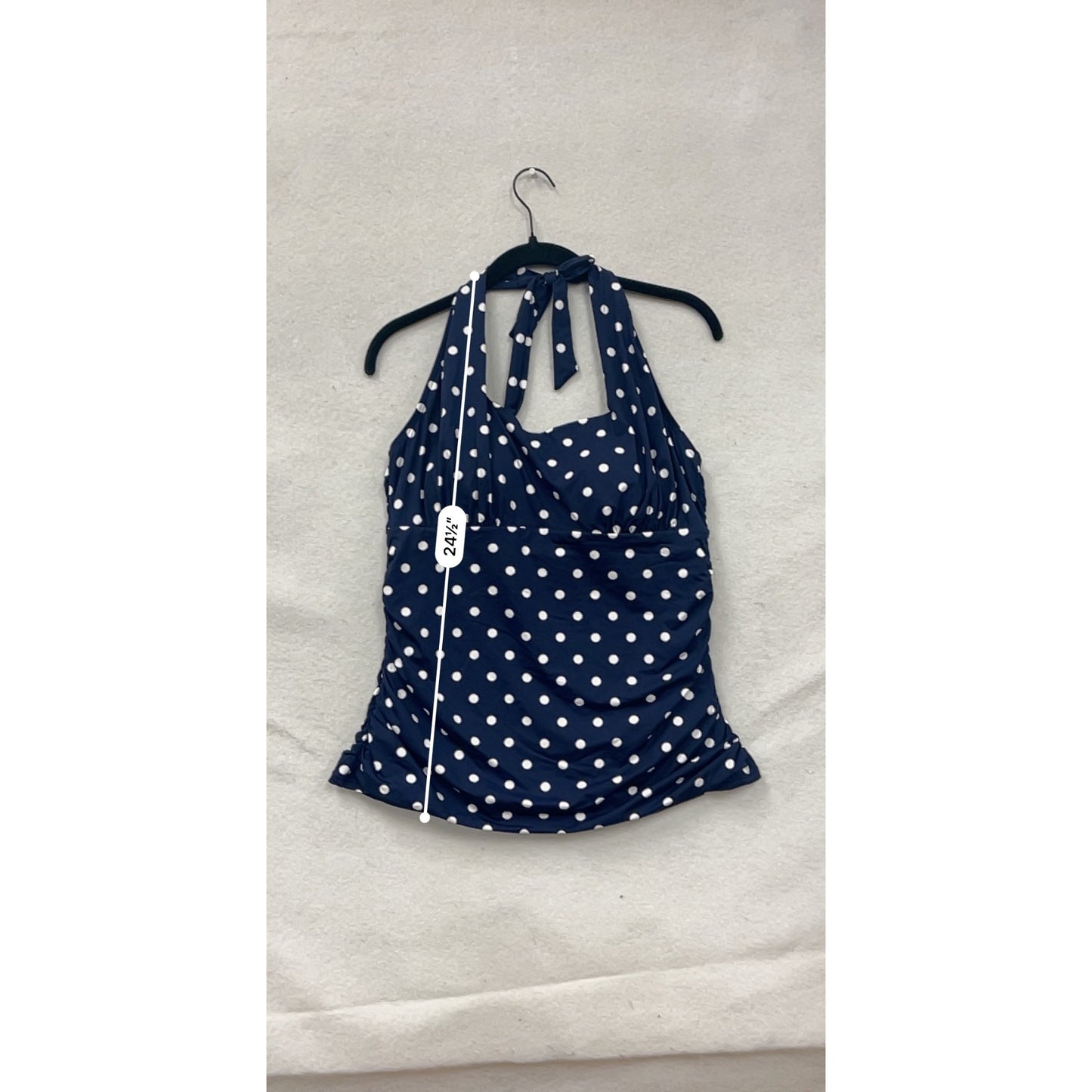 Lands End Womens Halter Polka Dot Tankini Swim Top Size 12 #8012