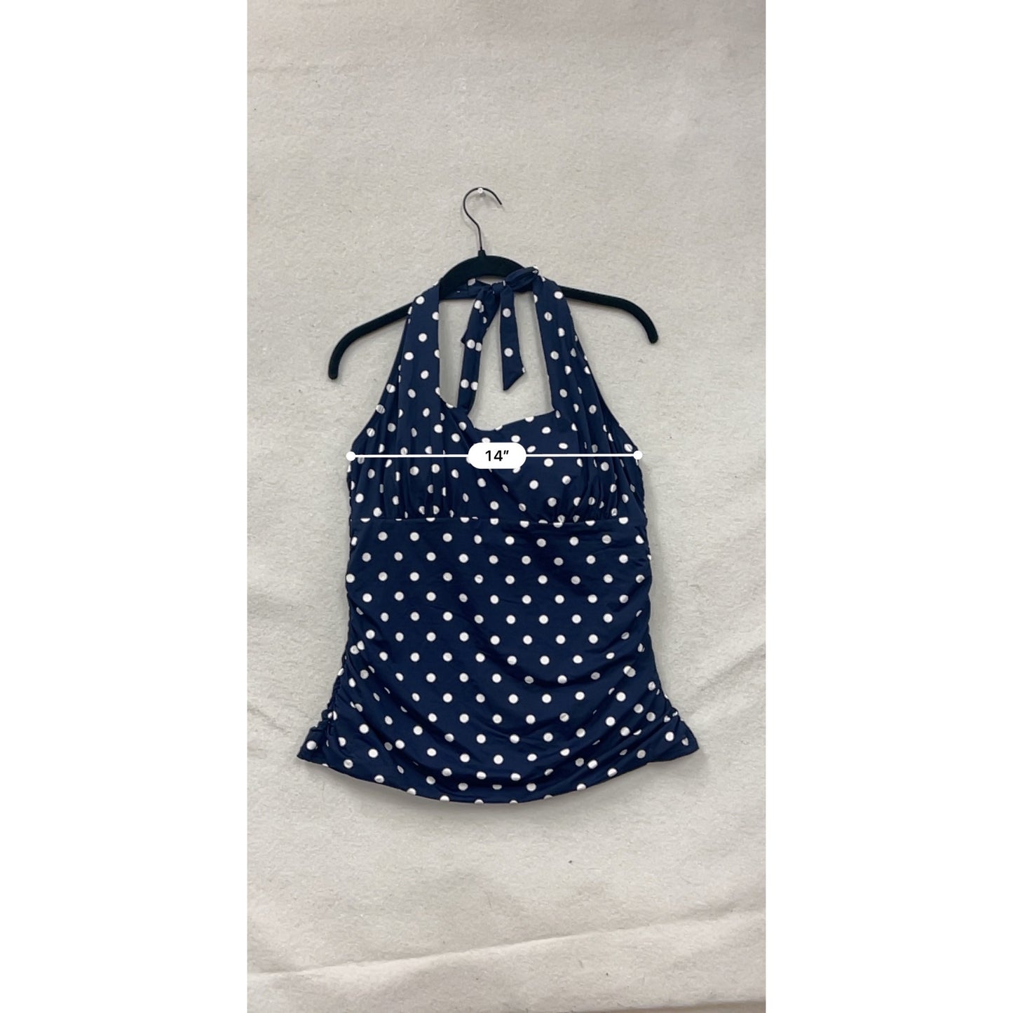 Lands End Womens Halter Polka Dot Tankini Swim Top Size 12 #8012