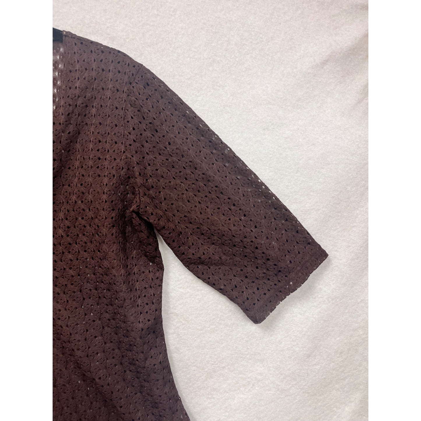 Anne Cole Womens Large Brown Crochet Swim Cover-Up Tie-Front #6805