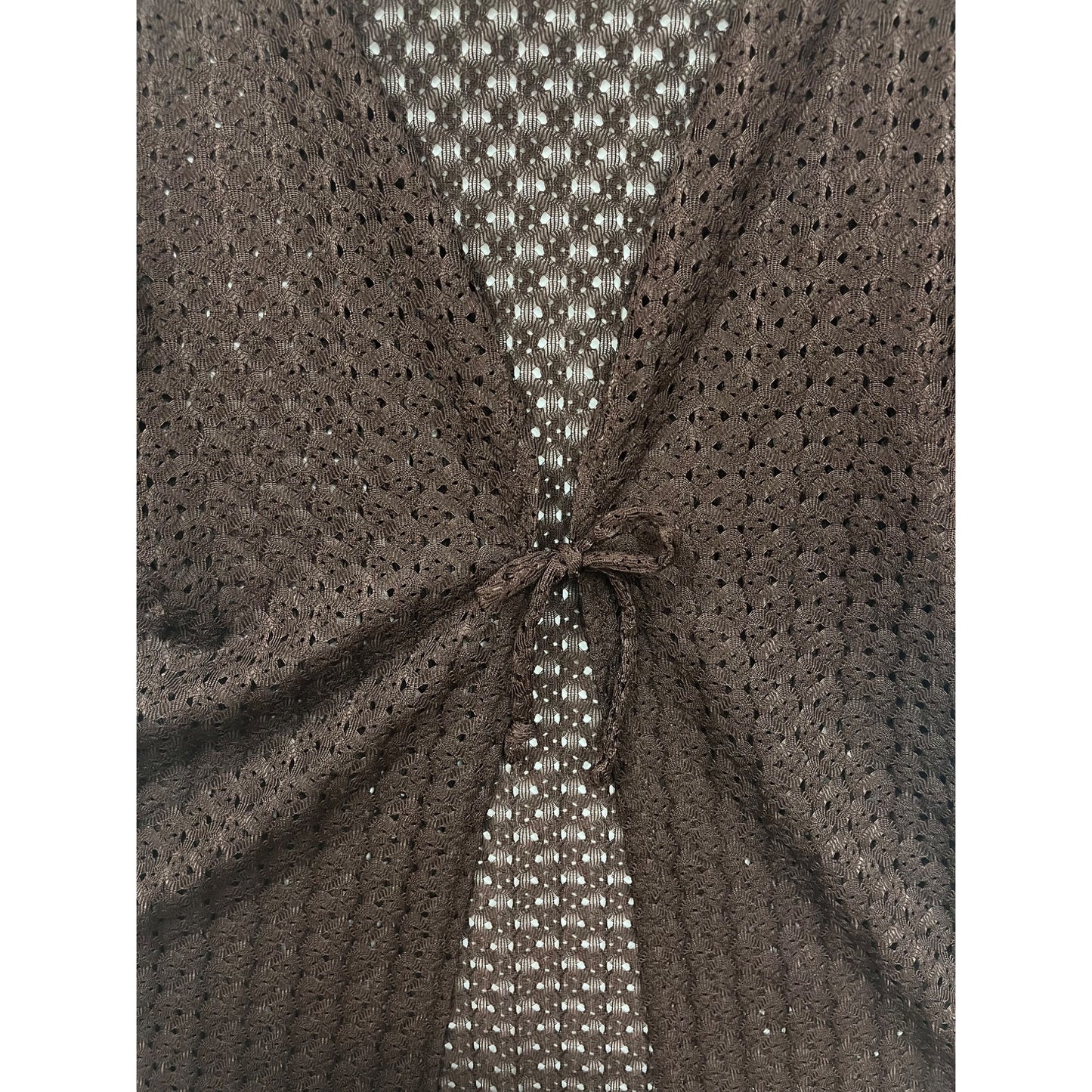 Anne Cole Womens Large Brown Crochet Swim Cover-Up Tie-Front #6805