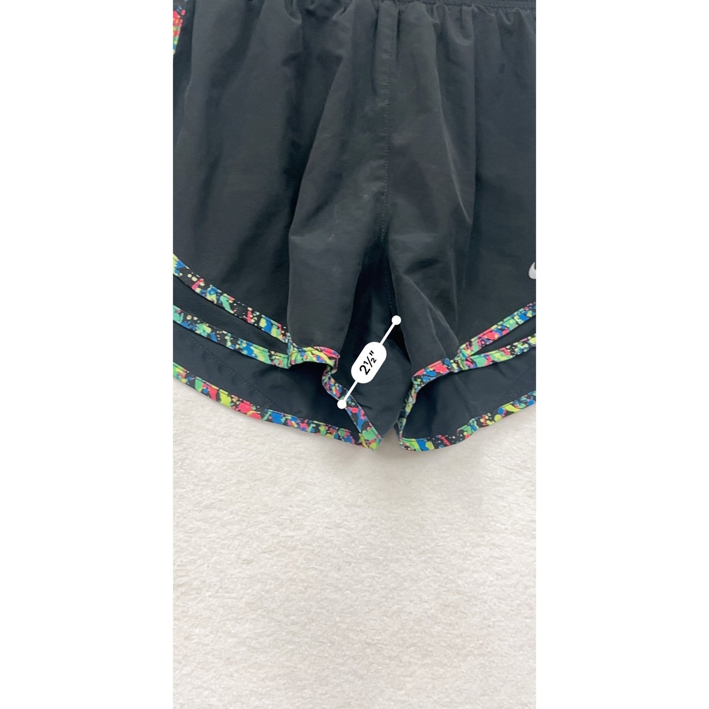 Nike Womens Black Running Shorts W/ Multicolor Trim & Elastic Waistband - XS/S #6618