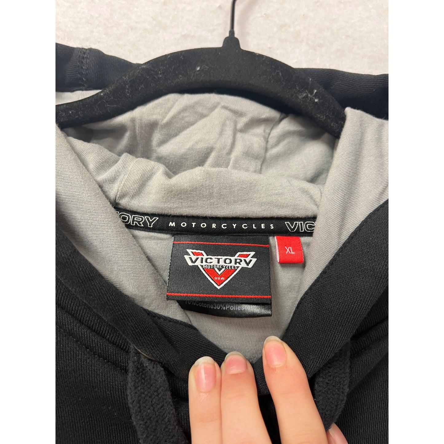 Victory Motorcycles Black Hoodie Mens XL #71A