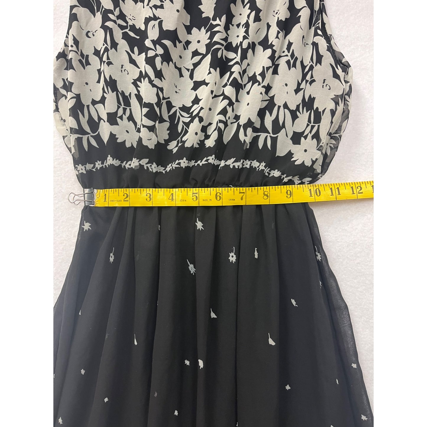 Women’s Floral Print Sleeveless Maxi Dress With Black & White Design #2955