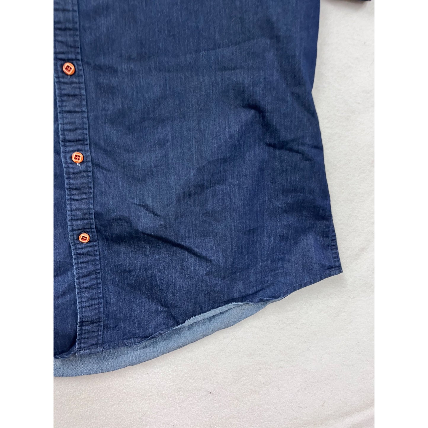 Coofandy Mens Navy Short Sleeve Button-Up Shirt XL #8363