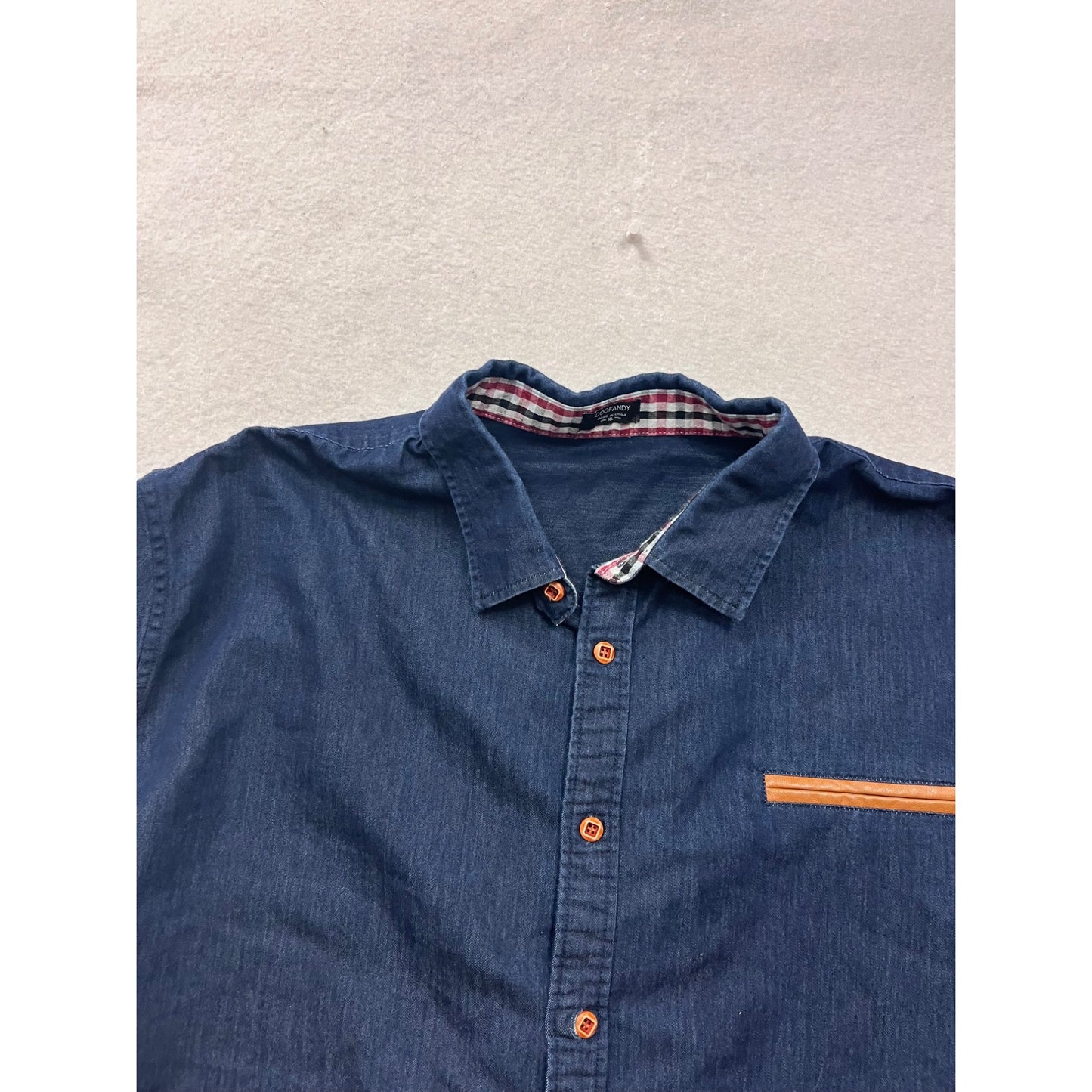 Coofandy Mens Navy Short Sleeve Button-Up Shirt XL #8363