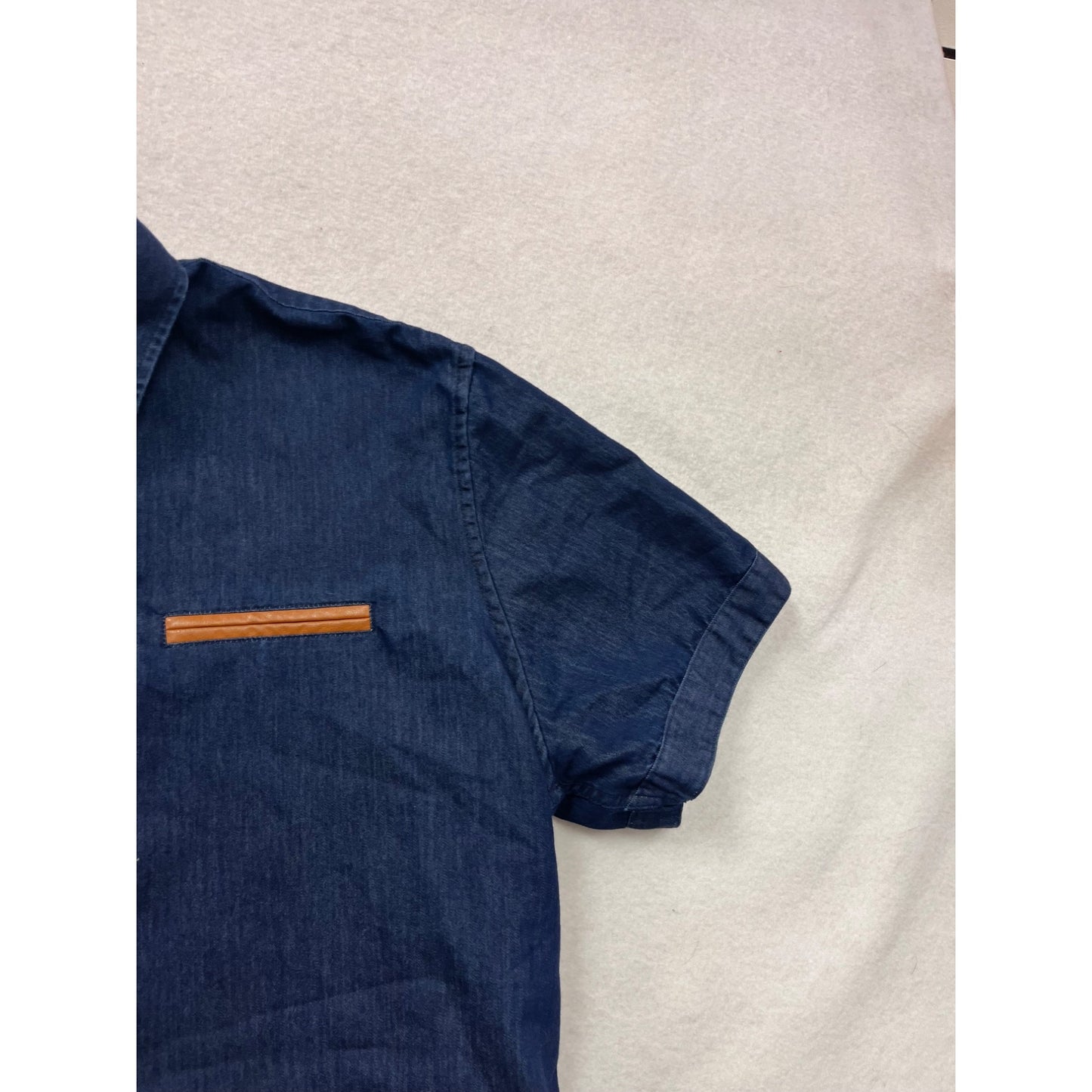 Coofandy Mens Navy Short Sleeve Button-Up Shirt XL #8363