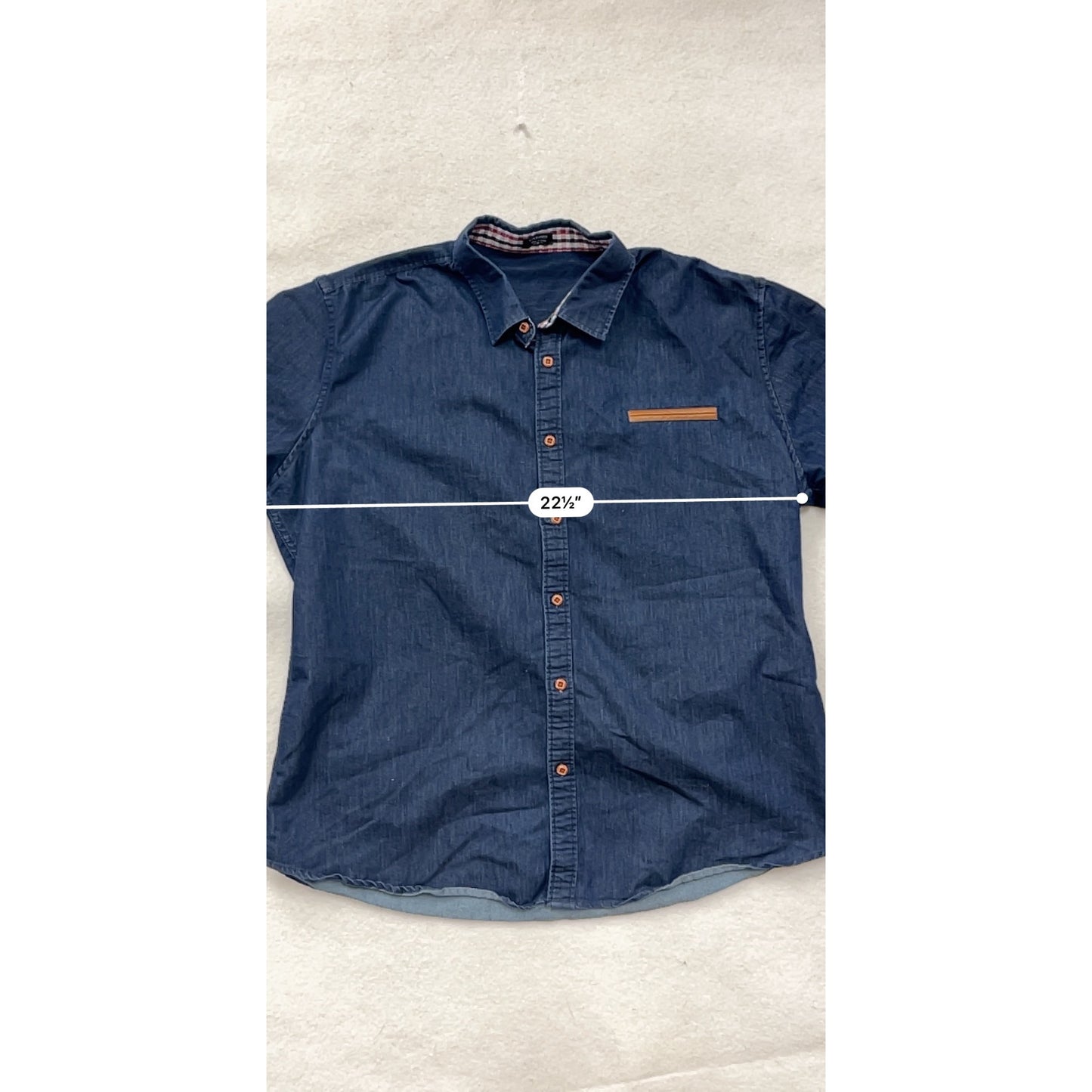 Coofandy Mens Navy Short Sleeve Button-Up Shirt XL #8363
