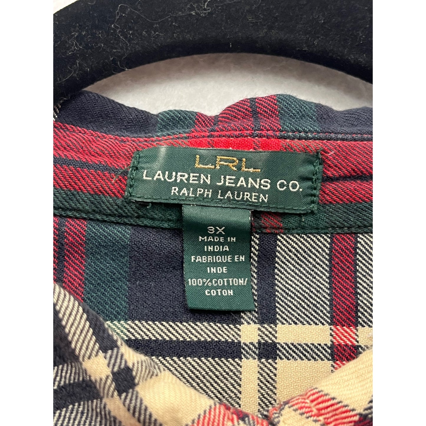 Womens 3XL Lauren Jeans Co Ralph Lauren Red & Green Plaid Button-Down Shirt #6969