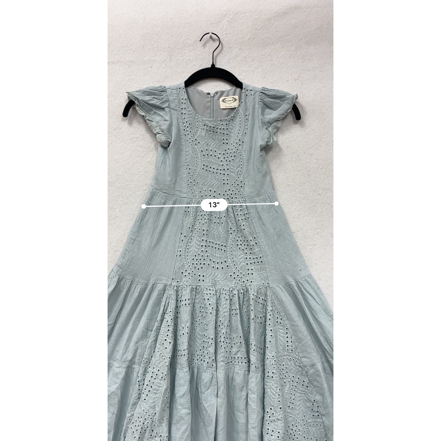 Joyfolie Light Blue Eyelet Maxi Dress Size 6 #8942
